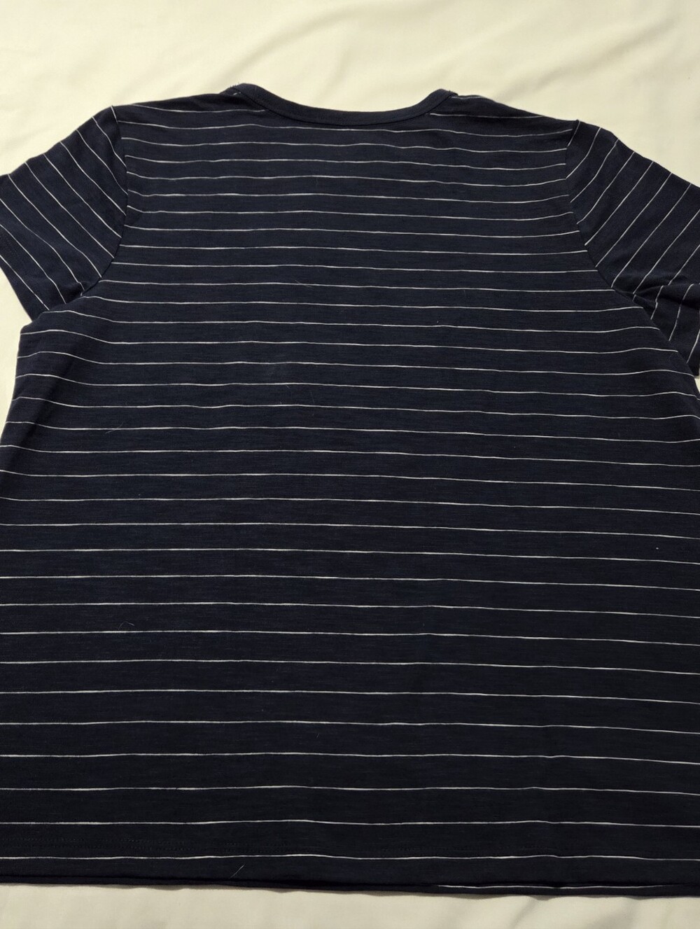 Time and Tru Navy and White Striped Short Sleeve Tee